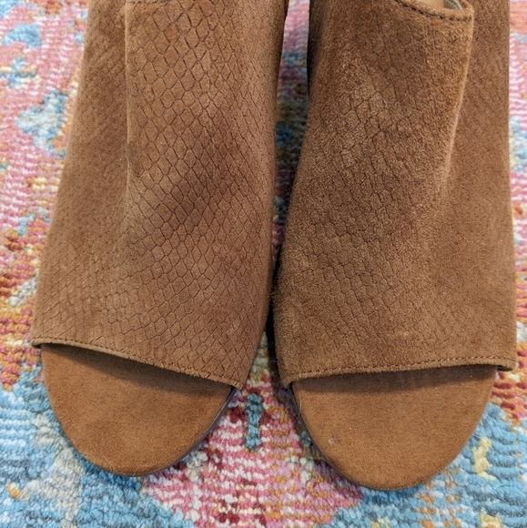 Franco Sarto Firefly Brown Suede Python Block Heel Mules Size 9.5 - Picture 4 of 7